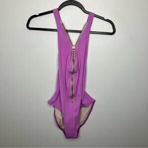 ONDADEMAR Pink Gold Zipper Front One Piece Swimsuit 8